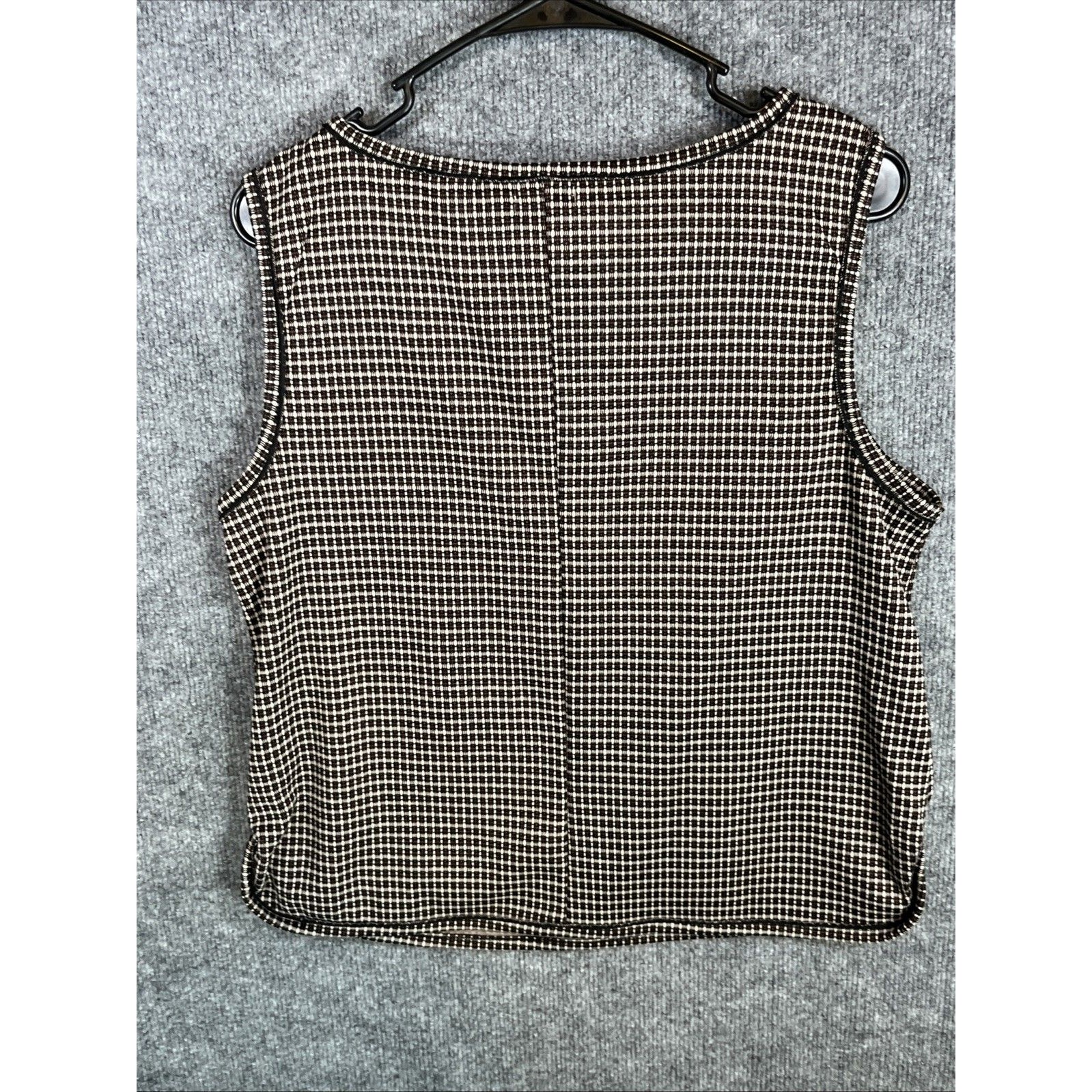 Max Studio London Sleeveless Knit Tank Top Womens S Black Cream Check Nwt — image 4 of 6